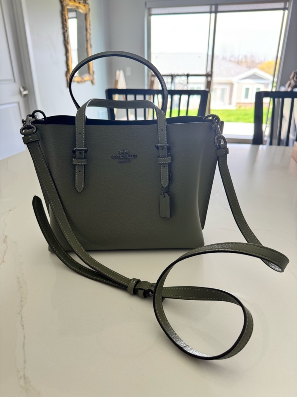 Coach Olive Green Pebbled Leather Tote - Picture 2 of 5